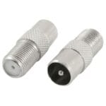 RF Coax F Female To PAL Male Connector TV Antenna Adapter Silver