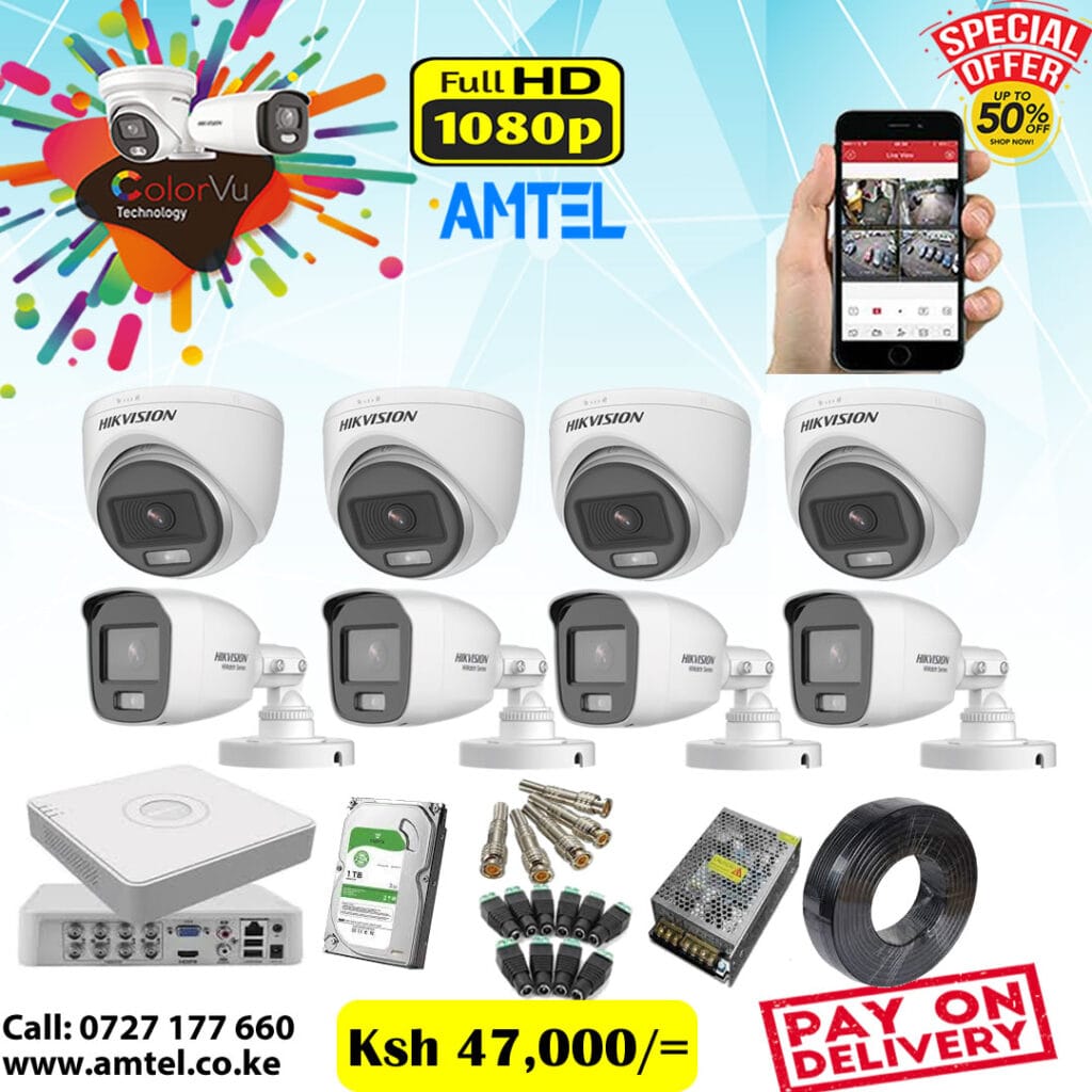 Hikvision 8 1080P 2MP Full ColourVu CCTV Cameras Complete System Kit In