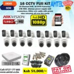 Hikvision 16 2MP 1080P Full HD CCTV Cameras Complete System Package-(With 2TB HDD +200M RG59 Cable + 16 Channel DVRr Machine) Nairobi Kenya