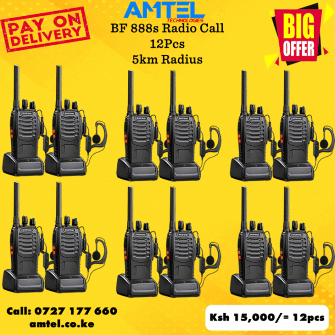 Baofeng BF-888S Walkie Talkie (With Earpiece) 12 Pieces– Reliable Two-Way Radio in Kenya