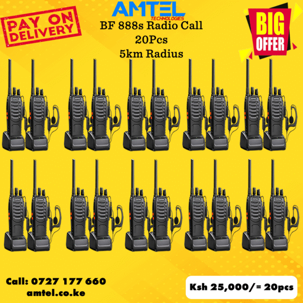 Baofeng BF-888S Walkie Talkie (With Earpiece) 20 Pieces– Reliable Two-Way Radio in Kenya