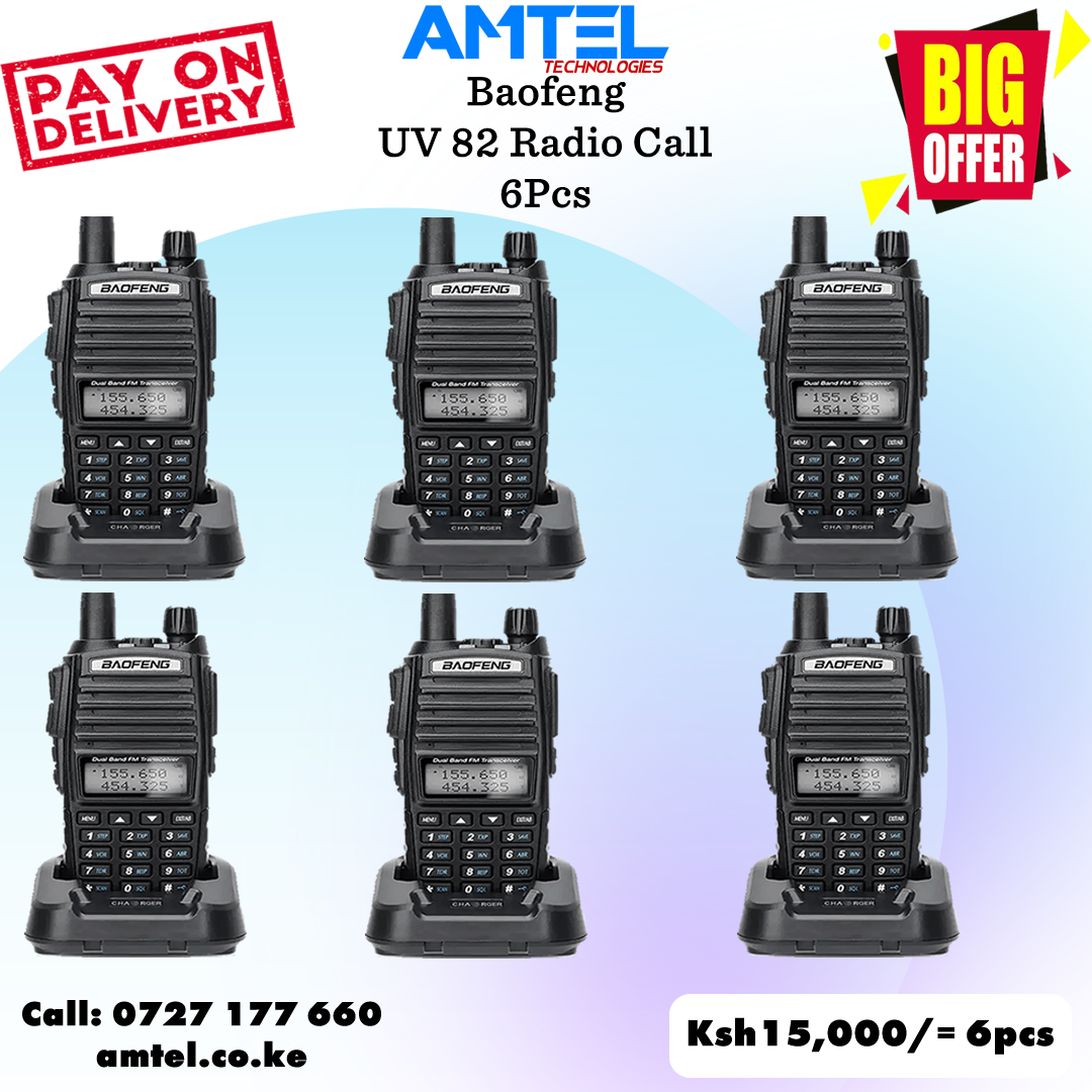 6 Sets Baofeng UV-82 Walkie Talkie – Long Range Two-Way Radios (Pack of 6) in Kenya