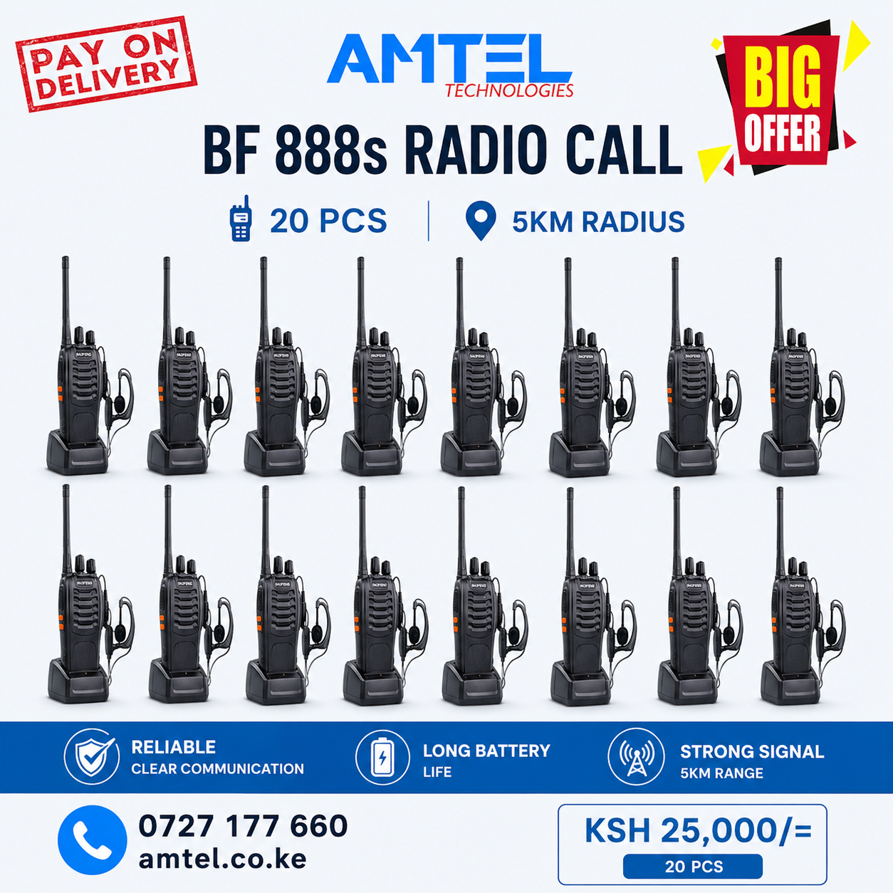 20 Sets Baofeng BF-888 Walkie Talkie – Long Range Two-Way Radios (Pack of 20) in Kenya.