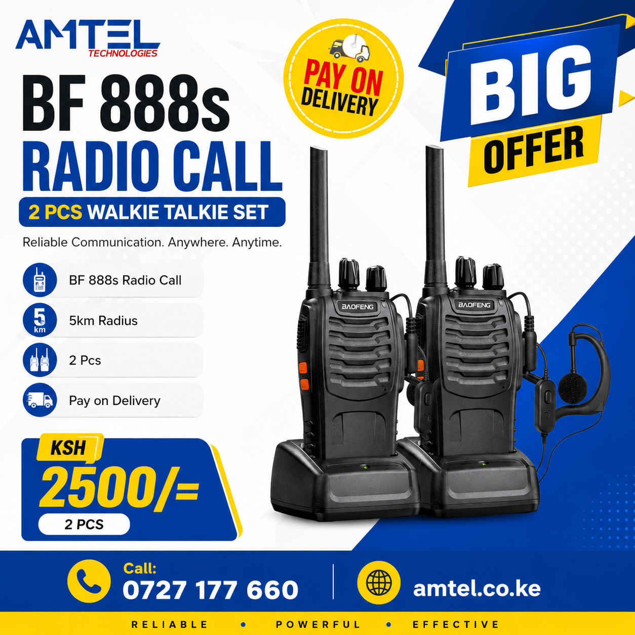 Baofeng UV-82 Walkie Talkie (2 Pieces) – Long Range Two-Way Radios in Kenya.