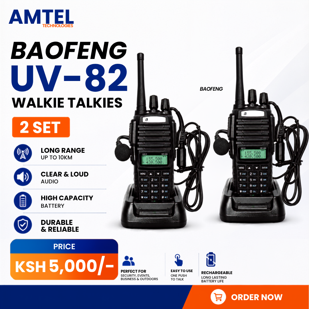 2 Set Baofeng UV-82 Walkie Talkies – Professional Long-Range Two-Way Radio Communication.