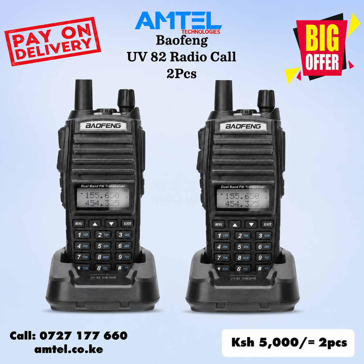 Baofeng UV-82 Walkie Talkie (With Earpiece) 2Pieces from amtel