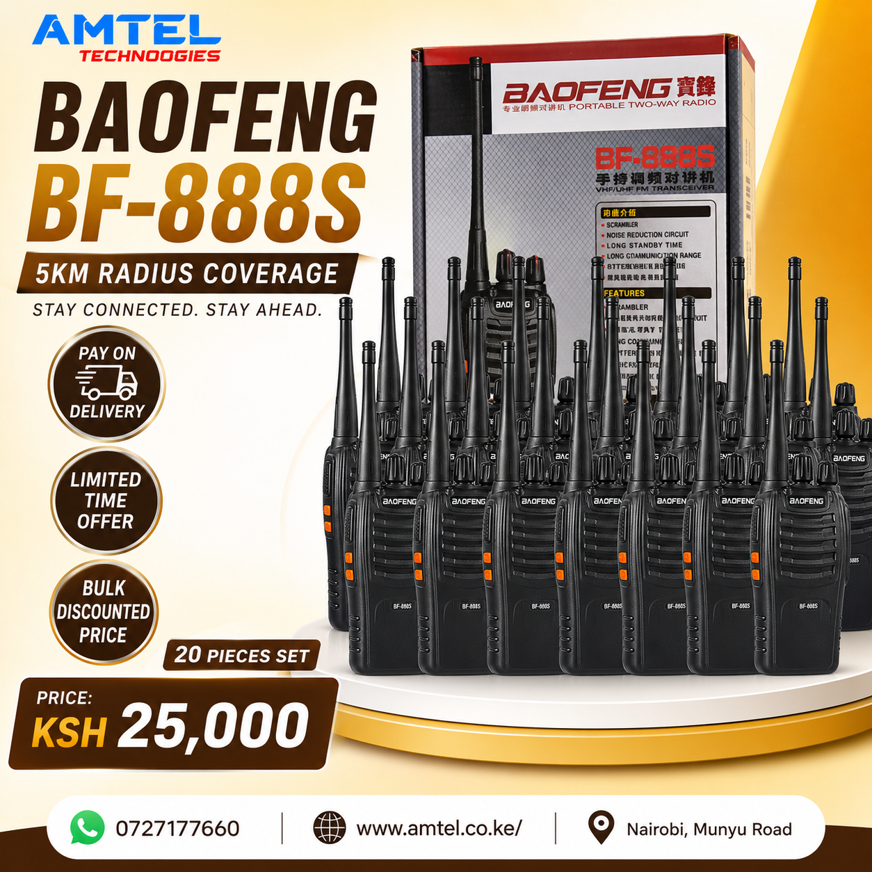 Baofeng BF-888S Walkie Talkies 20 Pieces Set – Long Range Two-Way Radios | Bulk Business Communication Solution.
