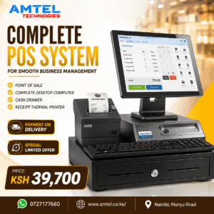 Complete Point of Sale (POS) System – Desktop Computer, Cash Drawer & Thermal Receipt Printer.
